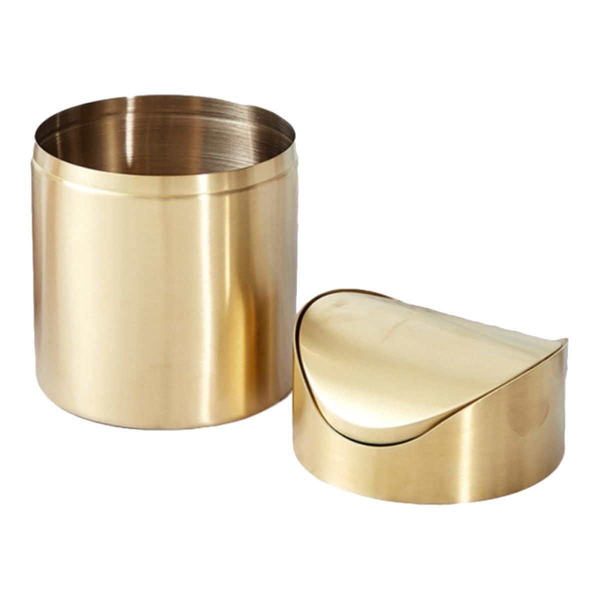 Baluue Metall Abfalleimer aus Edelstahl mit Deckel Kompakter Desktop Mülleimer für Auto und Schlafzimmer Multifunktionaler Papierkorb 6.61x4.72x4.72 Zoll