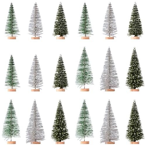 MLPKOI 18 peças mini árvore de Natal artificial, mini árvores de Natal, abeto verde artificial para inverno férias cidade decorações, decoração de mesa natal, festa de Natal