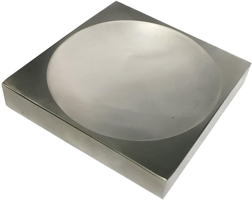 2 in 1 Dapping Dome Steel Bench Block 4" x 4" x 3/4" Hardened Metal Shaping Forming