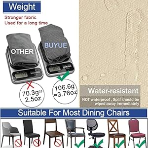 BUYUE Dining Room Chair Seat Covers Set of 6, TPU not Mixed, Friendly Jacquard Fabric Stretch Washable Slipcover for Kitchen Seat Cushions, Beige-6PCS BUYUE Dining Room Chair Seat Covers Set of 6 TPU not Mixed Friendly Jacquard Fabric Stretch Washable Slipcover for Kitchen Seat Cushions Beige 6PCS
