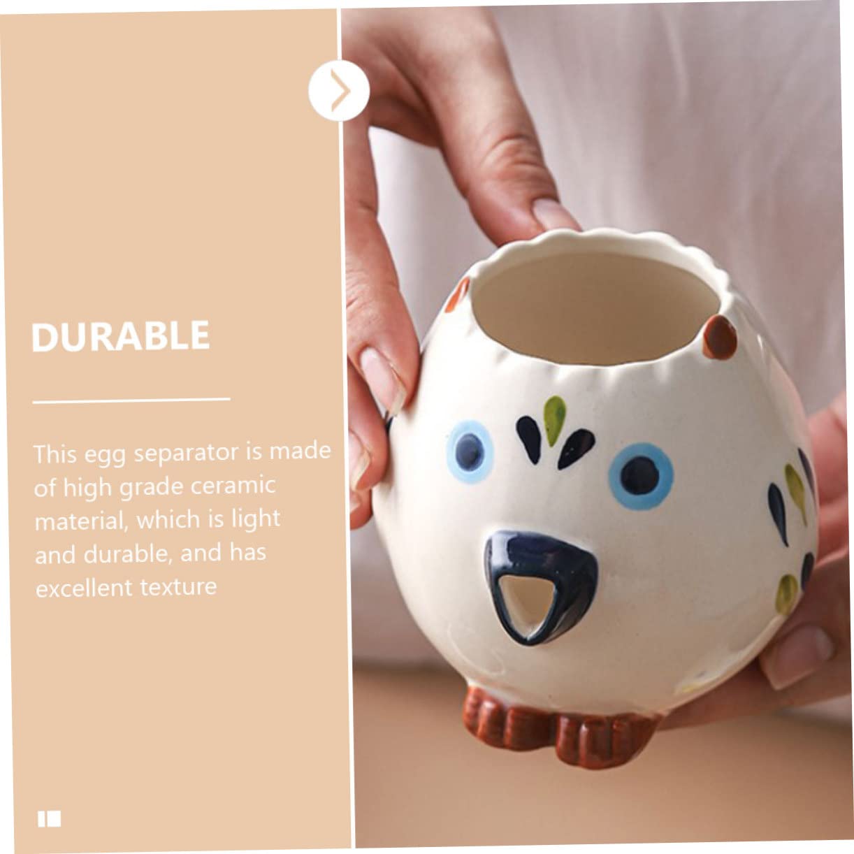Mikinona Ceramic Egg Separator Adorable Owl Design Efficient Egg Yolk White Filter Kitchen Tool for Cooking Baking for Home Chefs and Food Lovers