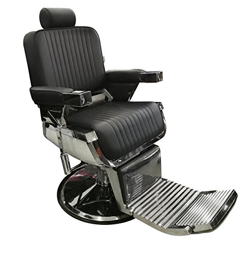 LOVECRAZY Sillón Giratoria 360º con Base Fijo y Apoyapiés, Altura Regulable, Uso Profesional para Peluquería, Tienda de Tatuaje, Salón de Belleza, Masajería BX2009-NE