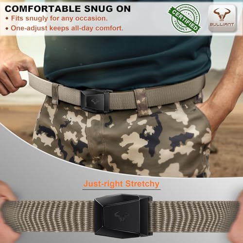 Image of BULLIANT Men Tractical Belt,Stretch Western Rigger Web Belt For Cowboy Military Heavy Duty Hiking Hunting 1.5 inch-Cut For Fit