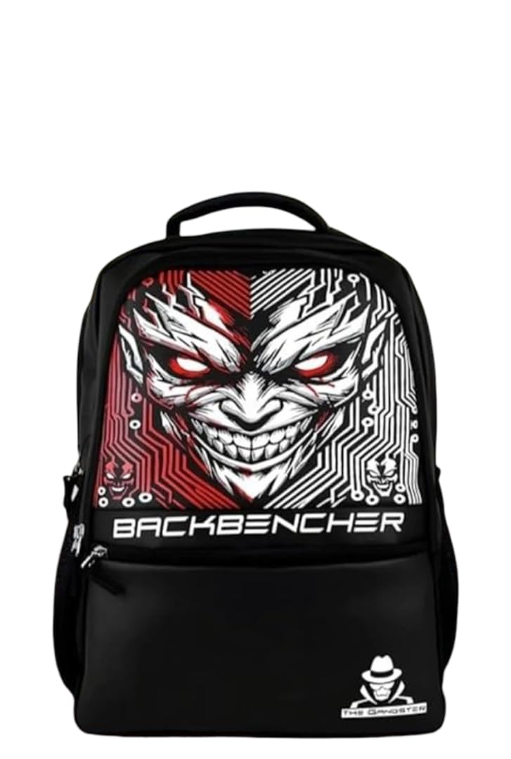 Printed Backpack for Boys | Stylish Laptop Backpack with Padded Back & Spacious Compartments | School, College & Travel Bag (25L, Black & Red)