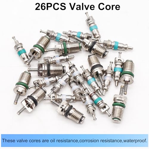 Image of TWTADE R134A Valve Core Quick Remover Installer Tool Kit - High Low Pressure Car A /C Valve Core Removal Tool, Schrader Valve Stem Cores & Seal Caps for R12 R134a Refrigeration Air Conditioner System