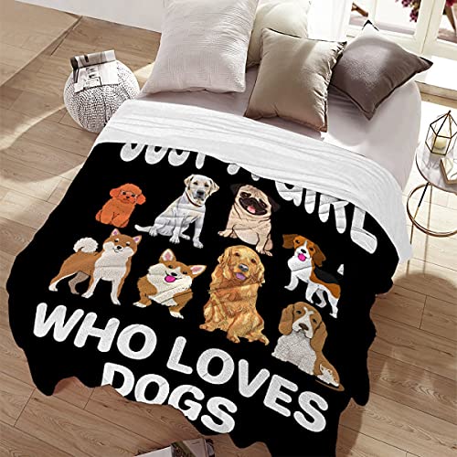Image of Dog Blanket Puppy Plush Gift for Girls Kids Dogs Animals Lover Throws Comfy Lightweight Quilt Cute Puppies Pet Sheet Soft Flannel Blankets for Couch Chair Halloween Christmas-60x80 Inches