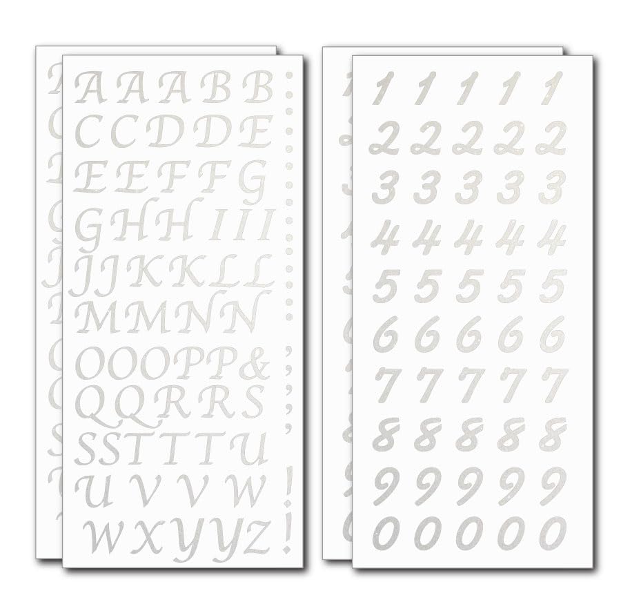 Peel and Stick Glitter Alphabet Letter and Number Stickers for Grad Cap - Assorted Colors by Tassel Toppers Scrapbooking Art and Crafts Projects (White)