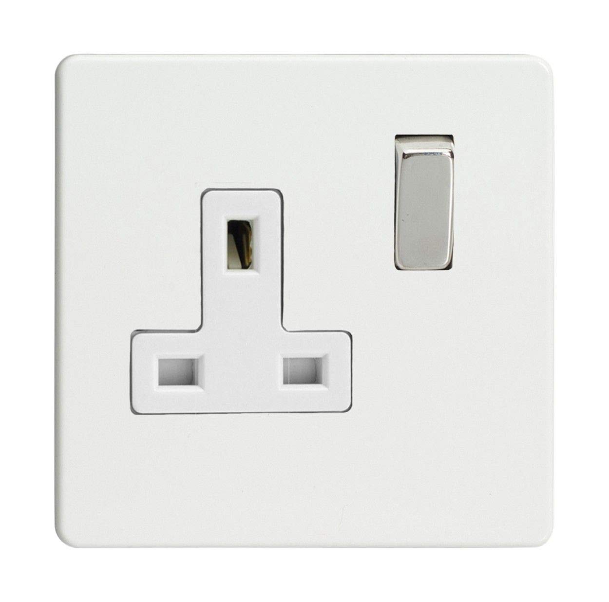 Varilight 1-Gang 13A Double Pole Switched Socket Premium White