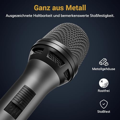 TONOR Dynamisches Mikrofon, Gesangsmikrofon zum Singen, tragbares Karaoke Maschine Anlage, Nieren-Studiomikrofon mit 4,5M XLR, Mikro mic für Fernseher/Studio/Mixer und Outdoor-Aktivitäten