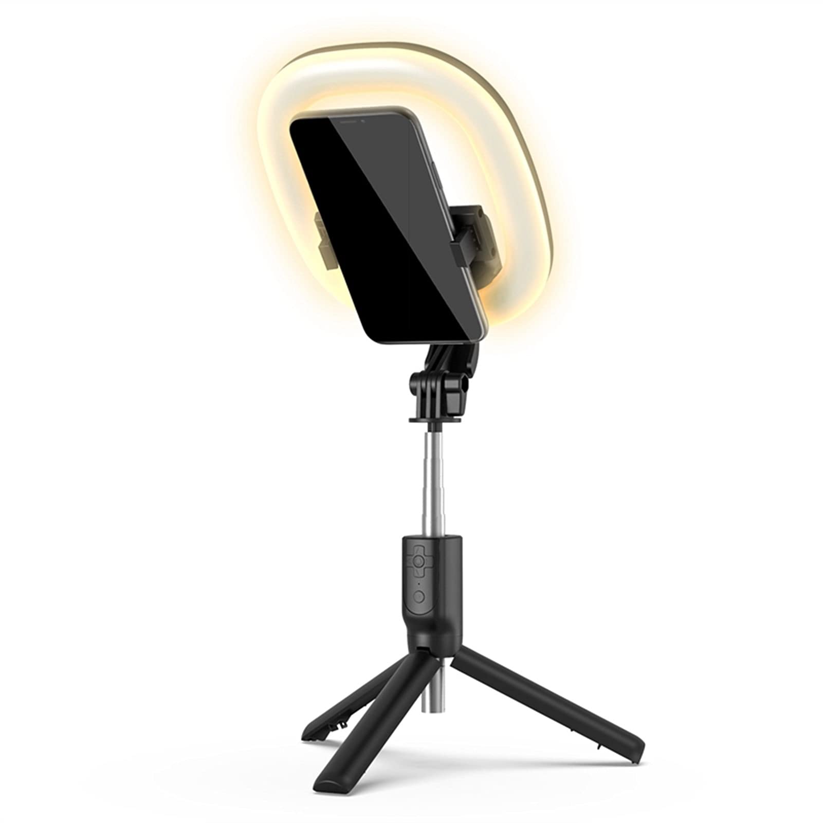SCRUBY Pieghevole LED Selfie Stick Dimmerabile Telecomando Bluetooth Treppiede Anello Luce di Riempimento Portatile con Telecomando