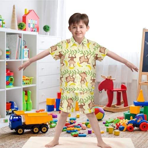 Image of visesunny Boys Hawaiian Shirt and Short Set Summer Outfit Kids 2 Piece Clothes Set 3-10Y