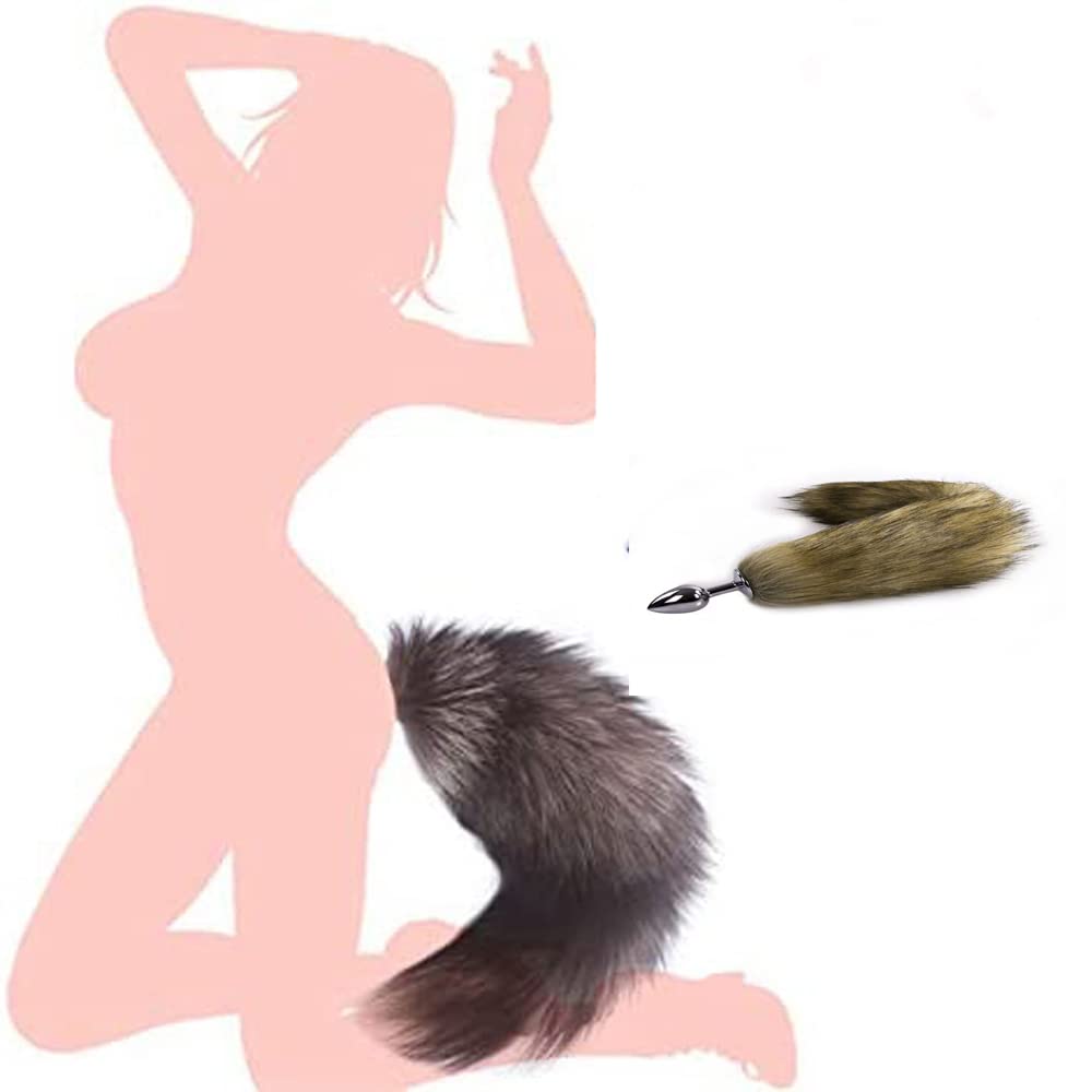 Butt Plug Fox Tail Cosplay Anal Plug Anal Butt Plug Adult Sex Toys for Beginner Women Men Couple (31" Black): 18"Brown