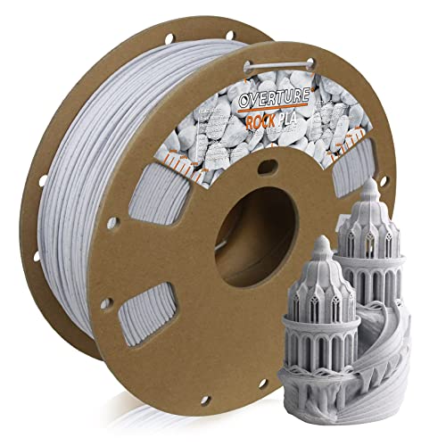 OVERTURE Rock PLA Filament 1.75mm, Marble PLA Roll 1kg Spool (2.2lbs), Dimensional Accuracy + - 0.05 mm, Fit Most FDM Printer(Rock White)