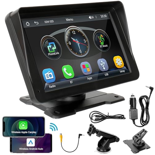 Pantalla táctil para coche con pantalla táctil de 7 pulgadas con navegación en directo, reproducción de música, control de voz, compatible con manos libres Bluetooth, para uso en todos los vehículos