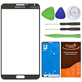 CrazyFire® Titanium Grey New Front Outer Glass Lens Screen Replacement For Samsung Galaxy Note III Note 3 N9000 N900A N900P N900T N900V N900R4+Adhesive Tape+Tools Kit