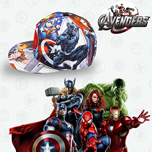 Marvel Avengers, Captain America, Hulk, Ironman Flat Brim Baseball Cap Hat, Boys Ages 5-15 Blue #TOP1