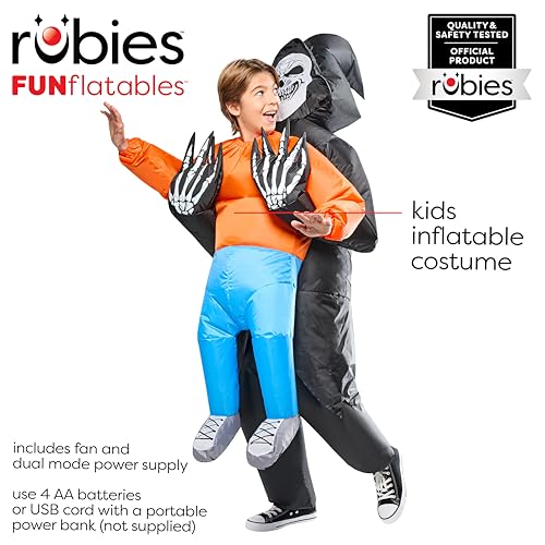 Disfraz Inflable Grim Reaper para Niños, Talla Única miniatura 2
