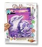 Schipper 609240659 - Malen nach Zahlen - Delfine - Bilder malen für Erwachsene, inklusive Pinsel und Acrylfarben, 24 x 30 cm, bunt, 24x30cm