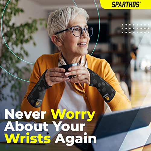 Sparthos Wrist Support Sleeves (Pair) – Medical Compression For Carpal Tunnel And Wrist Pain Relief – Wrist Brace For Men And Women (Medium, Midnight Black) #TOP5