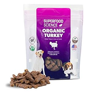 Organic Dog Treats for Small, Medium & Large Dogs, Organic Turkey Dog & Puppy Training Treats, Semi-Soft, Grain-Free & Natural Dog Treats, Hypoallergenic & Immunity Recipe, For All Dog Breeds, 5 oz