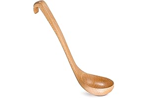 Bamboo Ladle, Durable Wooden Spoons for Kitchen, Wooden Soup Spoon with Long Handle