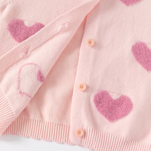 Cute Baby Girls Hearts Knit Cardigan Sweater, Toddler Loose Long Sleeve Shirts Warm Tops for Fall Winter Love Design4