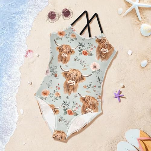 Image of Girls One Piece Swimsuits, Lion Beach Bathing Suit Sport Halter Swimwear, 3T