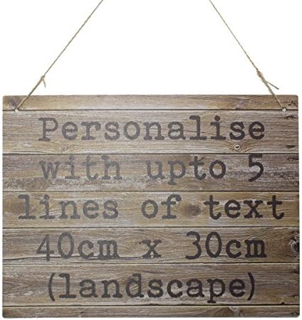 Rustic Wooden Effect Signs Personalised Custom Text Plaque Wedding Signage Indoor or Outdoor Waterproof Hanging Signs for Garden Bar Hot Tub Family Bespoke Gifts (A4 Landscape)
