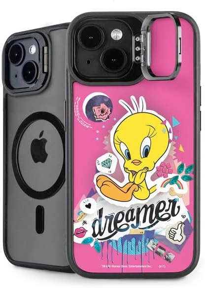 Skinit Kickstand Phone Case Compatible with iPhone 15 - Officially Licensed Looney Tunes Tweety Bird iPod Design