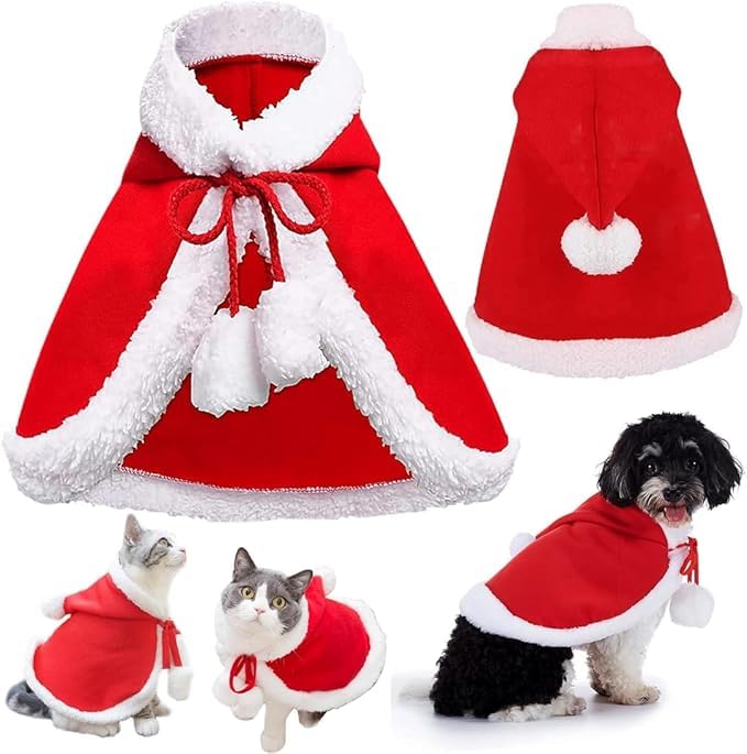 Haustier umhänge,Hund weihnachtskostüm umhang,weihnachtskostüm,Katzen weihnachtskostüm,Perfect for Weekend Parties,Halloween,Christmas, Birthdays,Dress Up Christmas Party(Size: S, 2-3kg)