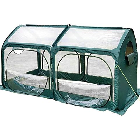 Quictent Pop Up Greenhouse, Mini Portable Grow Hot House for Outdoor & Indoor, Eco-Friendly Fiberglass Poles Overlong Oxford & PVC Cover w/ 6 Stakes 4 Zipper Doors, 8.2 x 4.1 x 4.4 FT, Green Cover