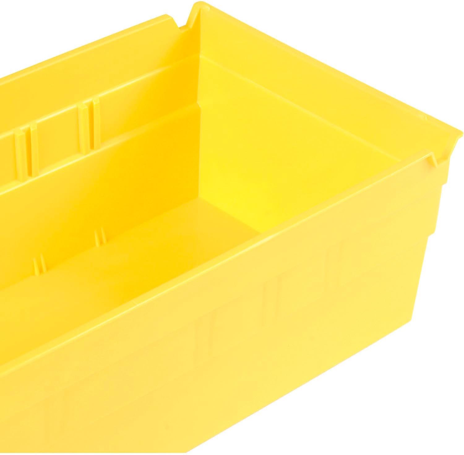 Nestable Shelf Bin, Plastic, 6-5/8"W X 17-7/8" D X 4" H, Yellow - Lot of 12