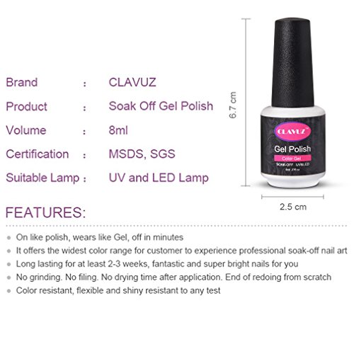 CLAVUZ Soak Off UV Gel Nail Polish Kit Pick Any 3 Color Nail Lacquer Set Beauty Nail Art DIY at Home Top and Base Coat can Pick
