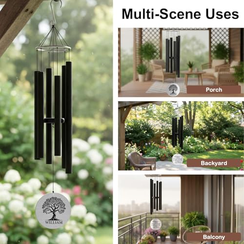 Image of ASTARIN Personalized 30 inch Bereavement Wind Chimes for Outside, Memorial Gift in Remembrance of a Loved One, Sympathy Gift for Loss of Mother Father Husband, Garden Patio Decor