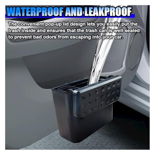 Image of Portable Hanging Auto Leakproof Garbage Organizer, Waterproof Mini Dustbin with 1 Roll Trash Bag, Auto Leakproof Garbage Organizer, Multi-Purpose for Car, Vehicle, Office, Home (Black)