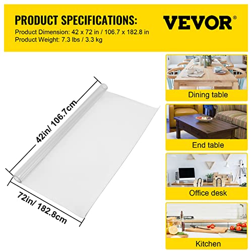 image for VEVOR Plastic Table Cover 42 x 72 Inch, 1.5 mm Thick Clear Table Prote