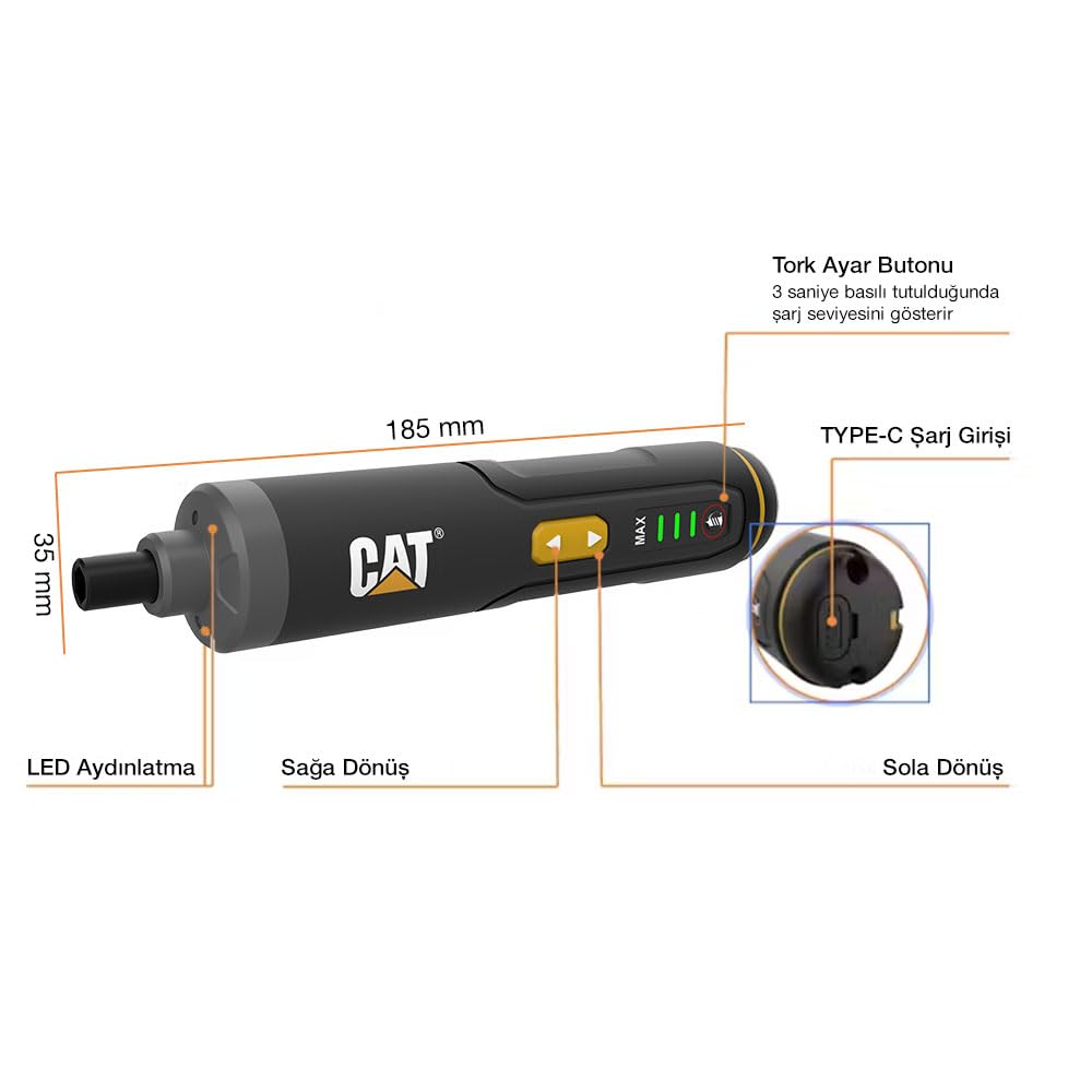 CAT DX1110 - Destornillador inalámbrico inteligente (3,6 V/1,5 Ah Li-ion + 26 puntas