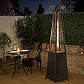 Grand Patio Outdoor 7 feet Modern Pyramid Propane Patio Heater, 42,000 BTU Square Stand Heater with Cover and Wheels, Silver