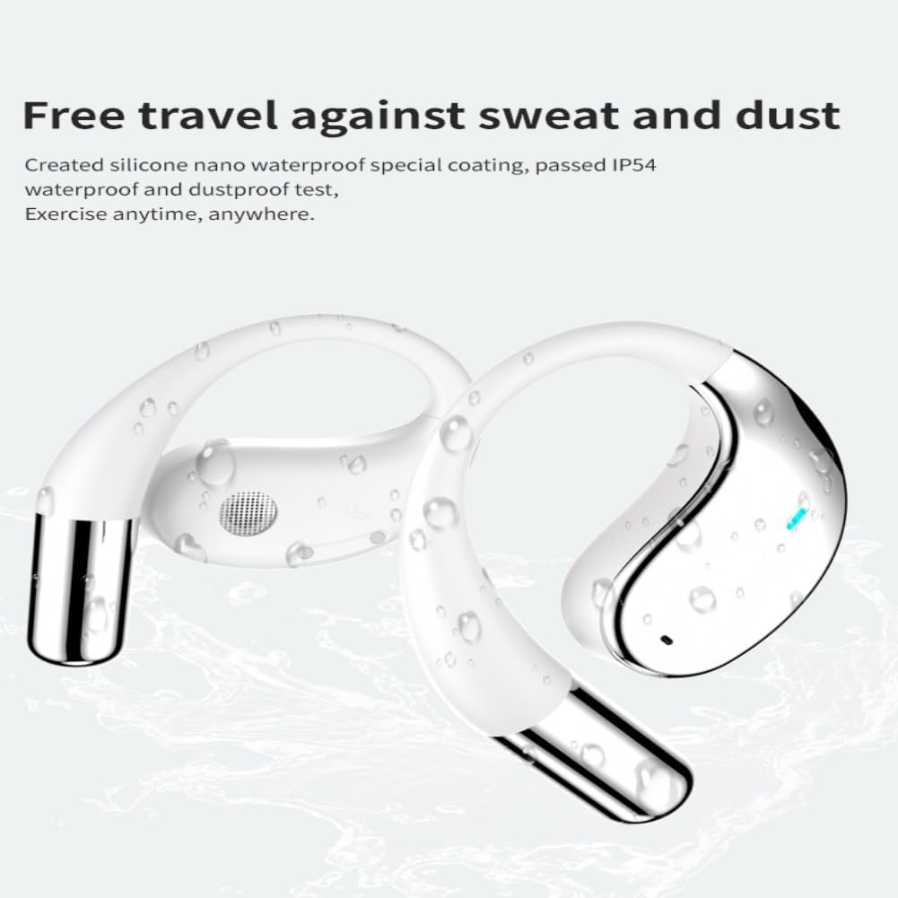 AI Translation Earbuds Real-Time, 144 Languages & Accents, Open Ear Wireless Earbuds Bluetooth 5.4 ENC with LED Charging Case, fits iOS & Android, Ideal for Travel, Business, Learning (white)
