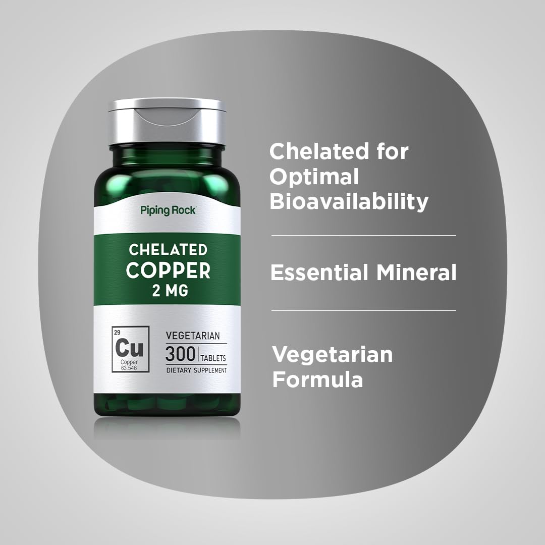 Piping Rock Chelated Copper 2 mg Supplement | 300 Tablets — Amazon image 4