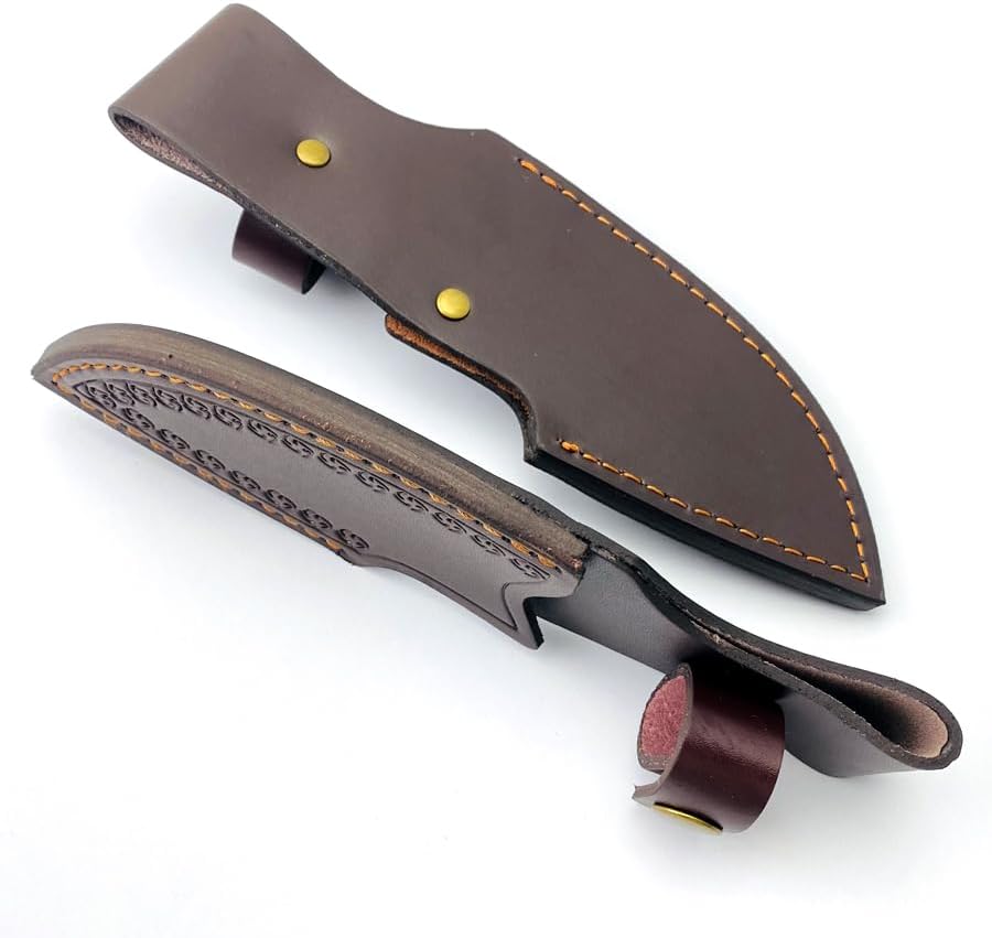 1PC Knife Sheath, Leather Knife Holster for Belt with Snap Closure Fits for Outdoor Camping and Rescue