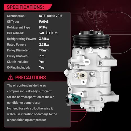 BDFHYK Air Conditioning A/C Compressor with Clutch Compatible with Toyota Corolla 2009-2012, Matrix 2009-2013, Compatible with Pontiac Vibe 1.8L 2.4L 2009-2010, Replace# 158316