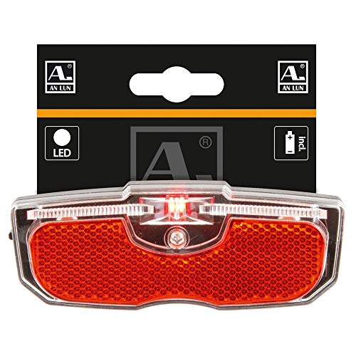 bicycle carrier light ANLUN, with 1 red LED, white glass/red reflector, w/batteries, on card