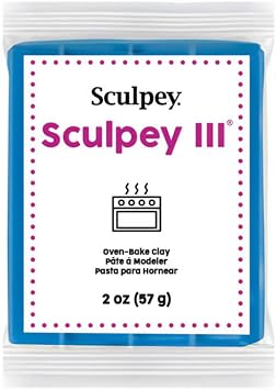 Sculpey III Polymer Oven-Bake Clay, Turquoise, Non Toxic, 2 oz. bar, Great for modeling, sculpting, holiday, DIY, mixed media and school projects.Perfect for kids & beginners!