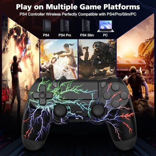 JINWAVA PS4 Controller Wireless Compatible with PS4/Slim/Pro/PC, Wireless Controller with Dual Vibration/3.5mm Audio Jack/1000mAh Battery/Multi Touch Pad - Image 3