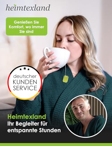 heimtexland ® Bademantel Waffelpique Reisebademantel Saunamantel 100% Baumwolle Oekotex leicht schnelltrocknend hautfreundlich für Damen und Herren Typ881 Smaragd L