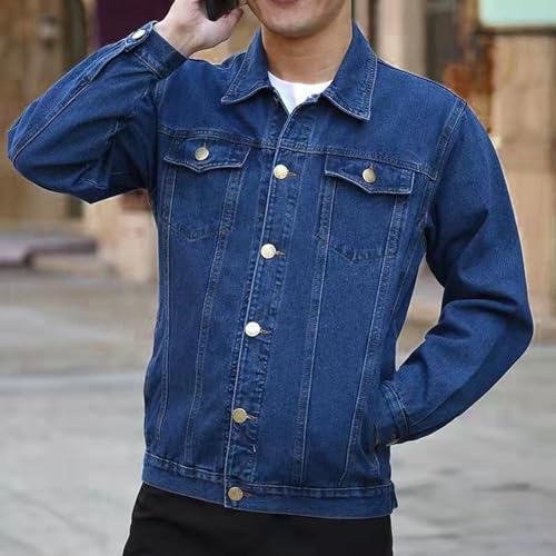 Cambkatl Men's Button Down Jean Jacket Stylish Fall Trucker Outerwear Casual Long Sleeve Denim Jackets with Pockets4
