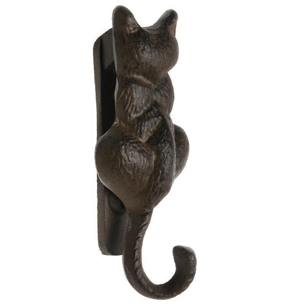 Aljec Rustic Brown Cat Door Knocker, Bronze, Cast Iron, Round, One Size, Indoor/Outdoor Suitable