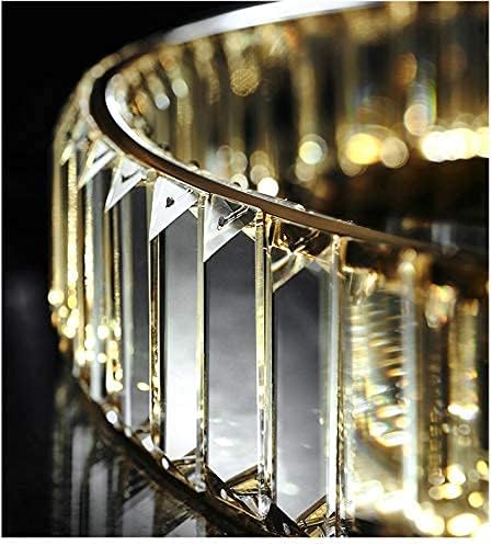 Miniatura 5 de Candelabro moderno de cristal regulable con anillo dorado con control remoto de 24 pulgadas, candelabros redondos de cristal para sala de estar,