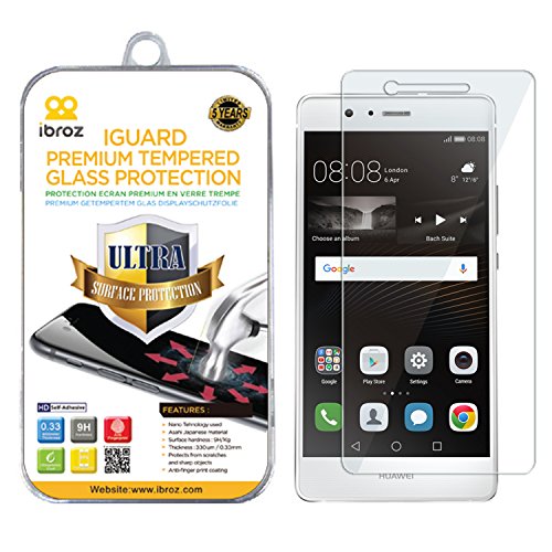 iBroz® – Protector de pantalla de cristal templado iGUARD Premium antigolpes y roturas, antihuellas digitales y grasas, bordes redondeados, alta definición 99%, para Huawei P9 Lite (transparente)
